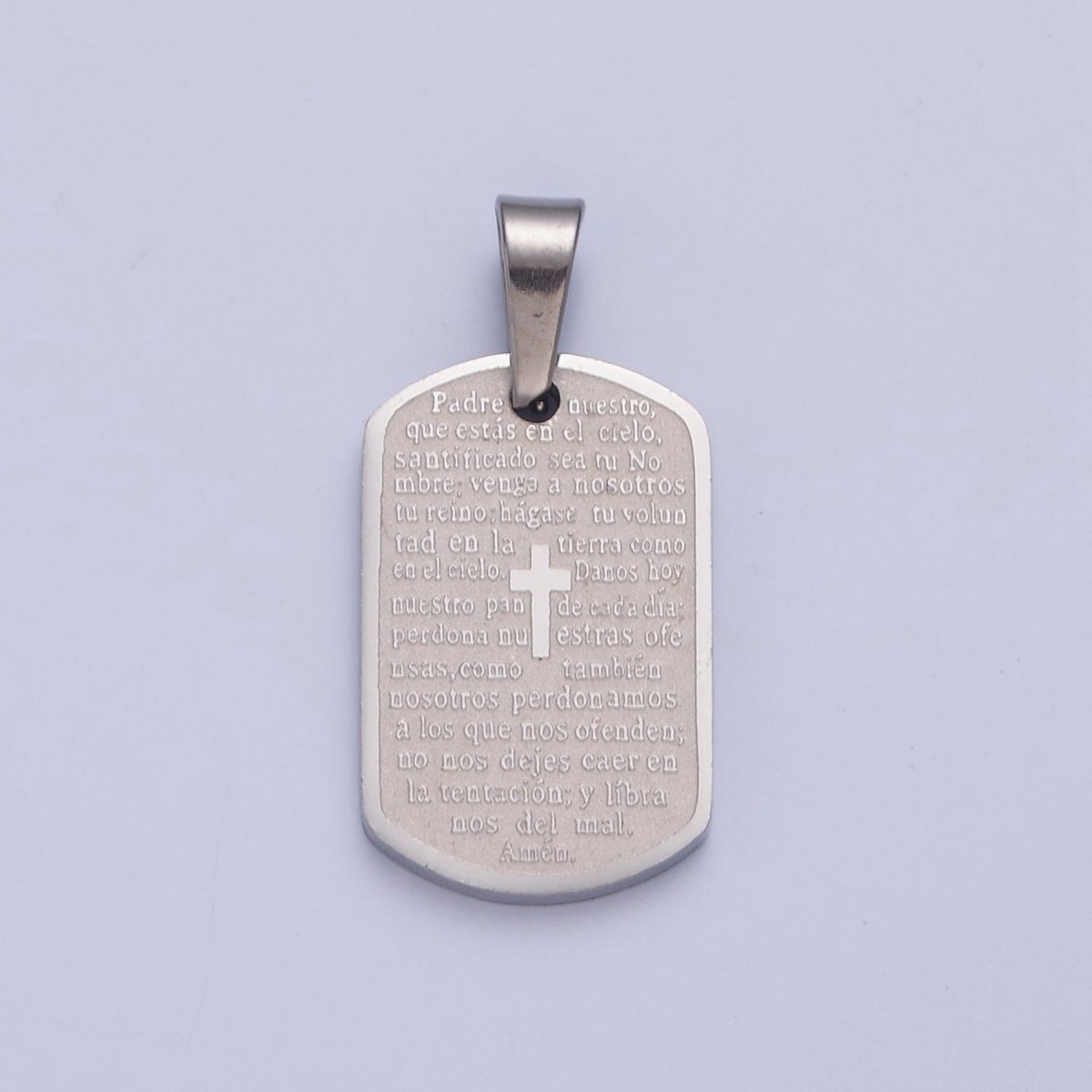 Silver / Gold Our Father Prayer Necklace Pendant Padre Nuestro Medal Spanish First Communion Gift For Girl Man I-354 I-396 - DLUXCA