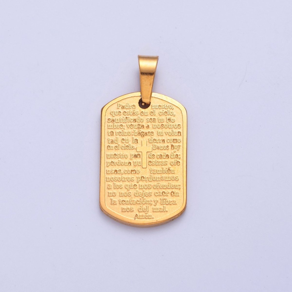 Silver / Gold Our Father Prayer Necklace Pendant Padre Nuestro Medal Spanish First Communion Gift For Girl Man I-354 I-396 - DLUXCA