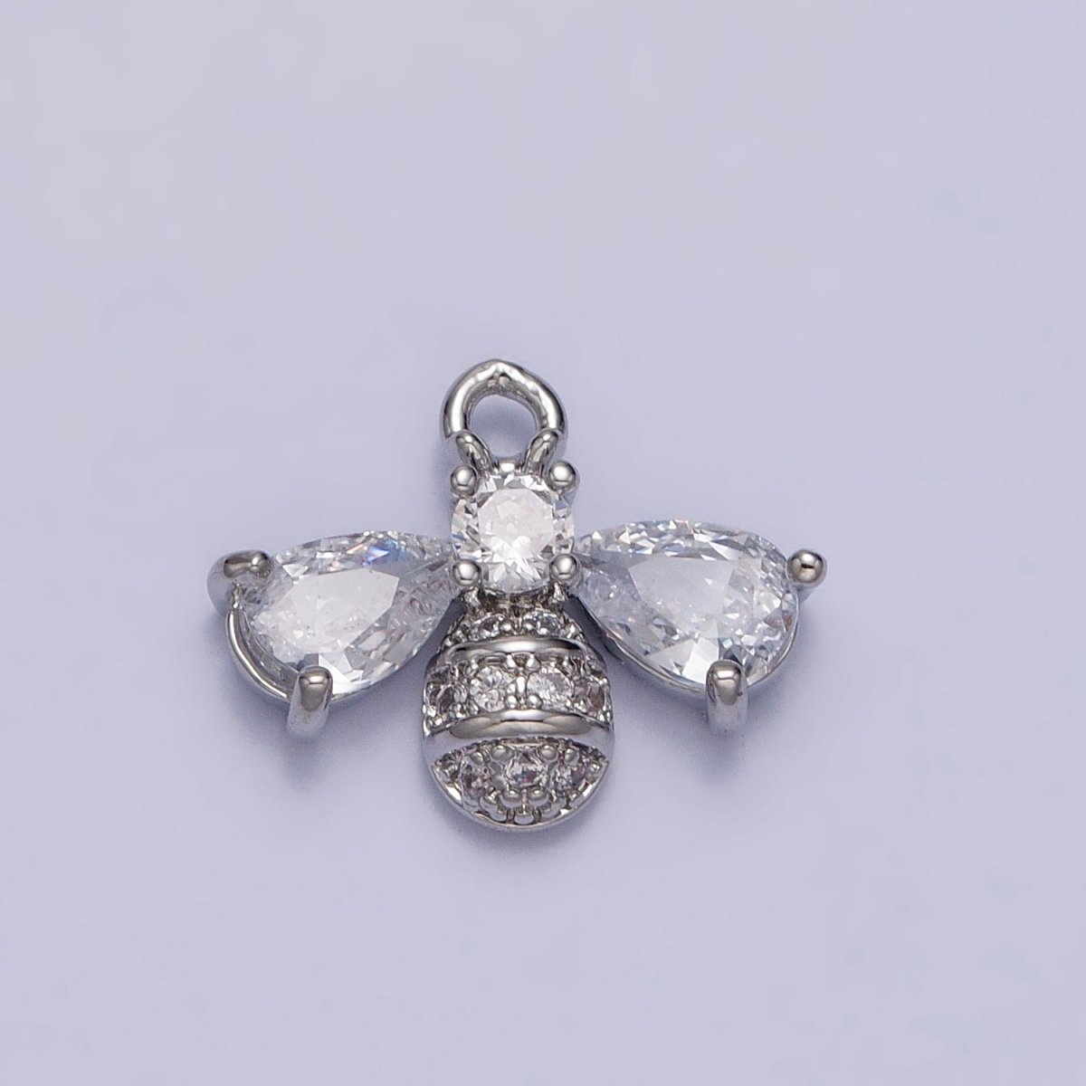 Silver, Gold Queen Bumble Bee Teardrop CZ Wings Micro Paved Insect Charm | AC247 AC249 - DLUXCA