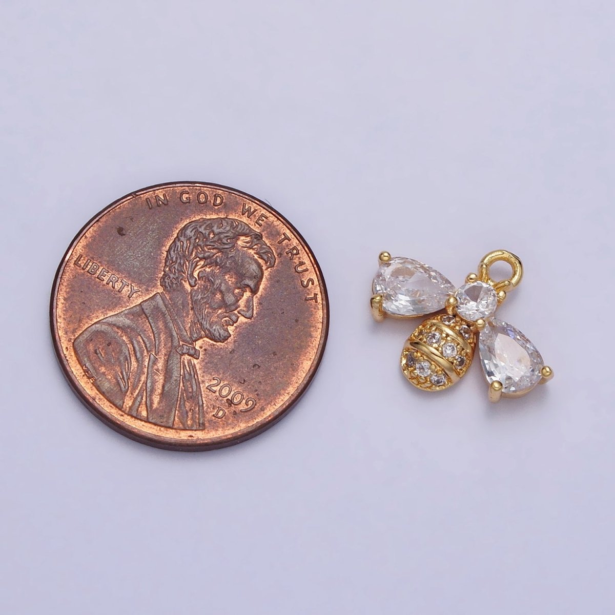 Silver, Gold Queen Bumble Bee Teardrop CZ Wings Micro Paved Insect Charm | AC247 AC249 - DLUXCA