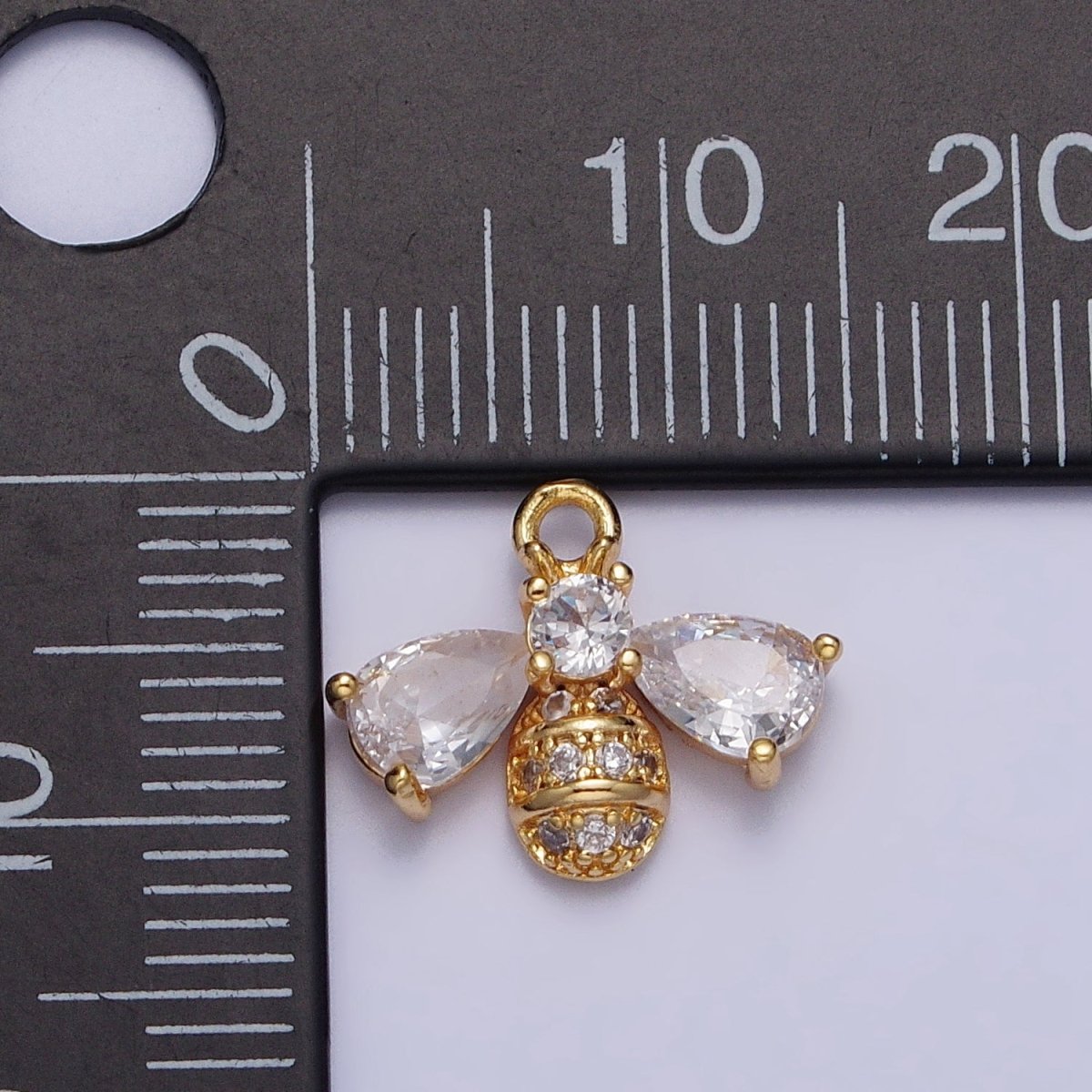 Silver, Gold Queen Bumble Bee Teardrop CZ Wings Micro Paved Insect Charm | AC247 AC249 - DLUXCA