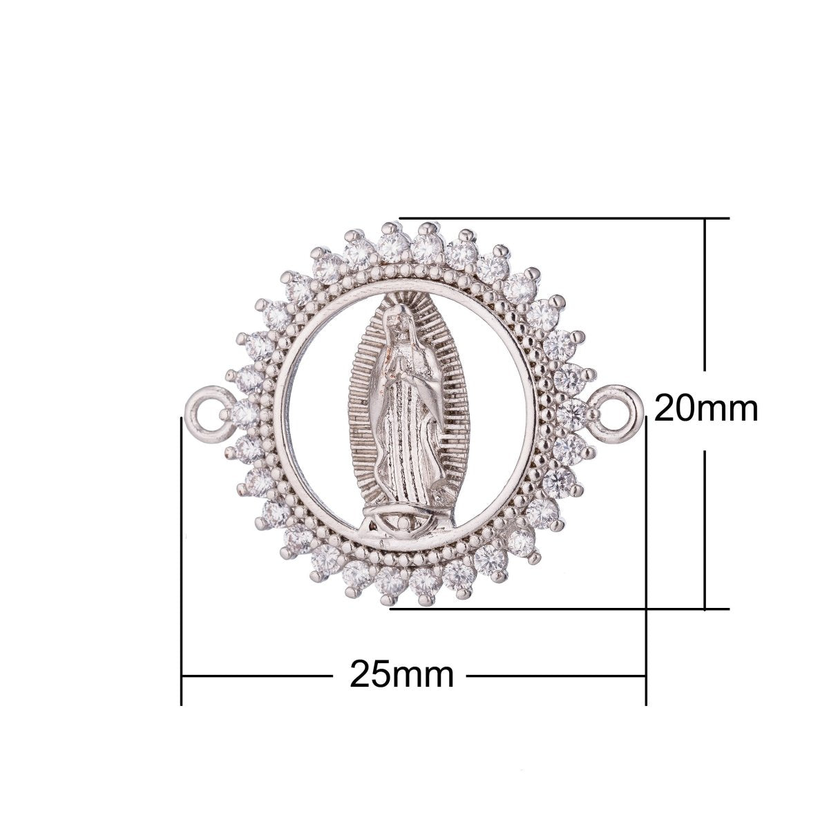 Silver Holy Mother Mary Blessed Virgin Mother of Jesus Religious Cubic Zirconia Bracelet Charm Bead Finding Connector For Jewelry Making - DLUXCA
