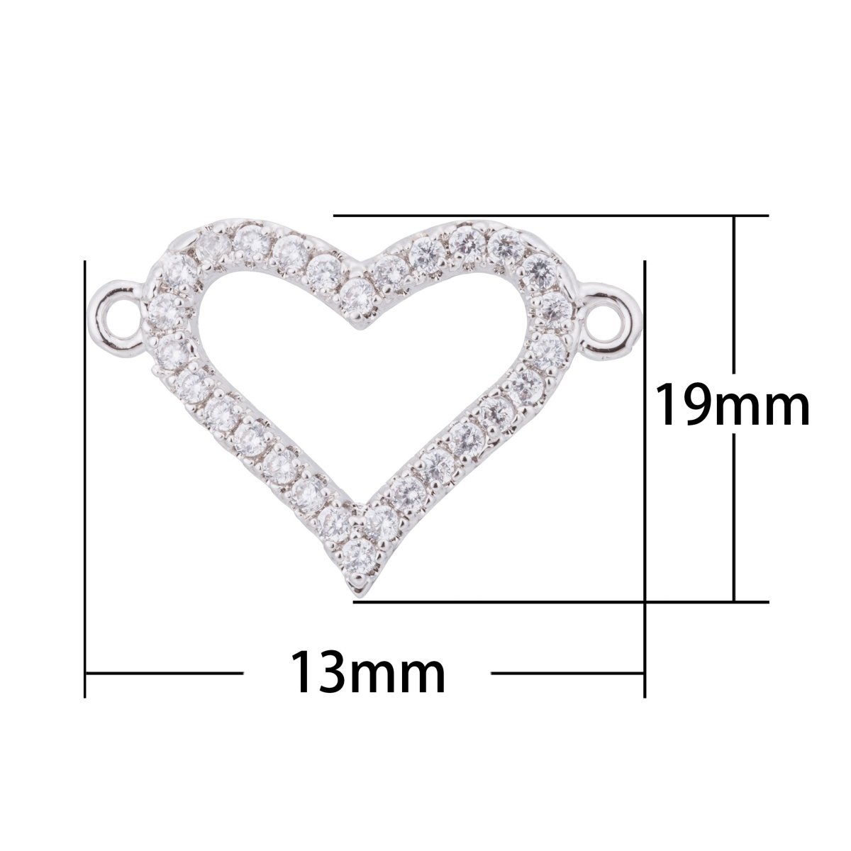 Silver I Love You Charm, Heart Charm, Love Charm Bracelet, DIY Cubic Zirconia Pave Bracelet Charm Bead Connector For Jewelry Making F-577 - DLUXCA