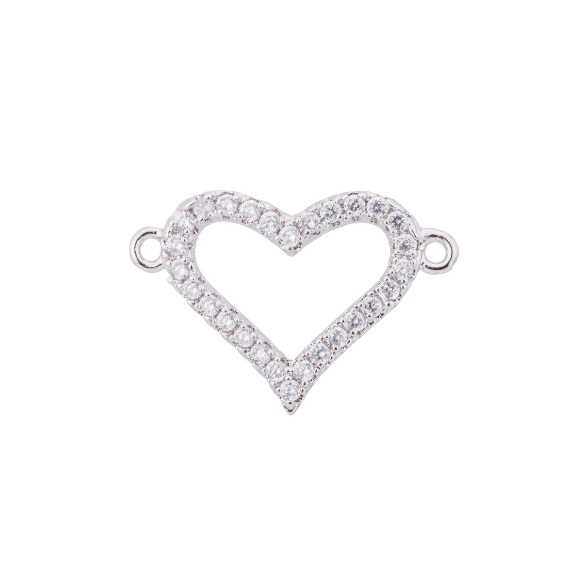 Silver I Love You Charm, Heart Charm, Love Charm Bracelet, DIY Cubic Zirconia Pave Bracelet Charm Bead Connector For Jewelry Making F-577 - DLUXCA
