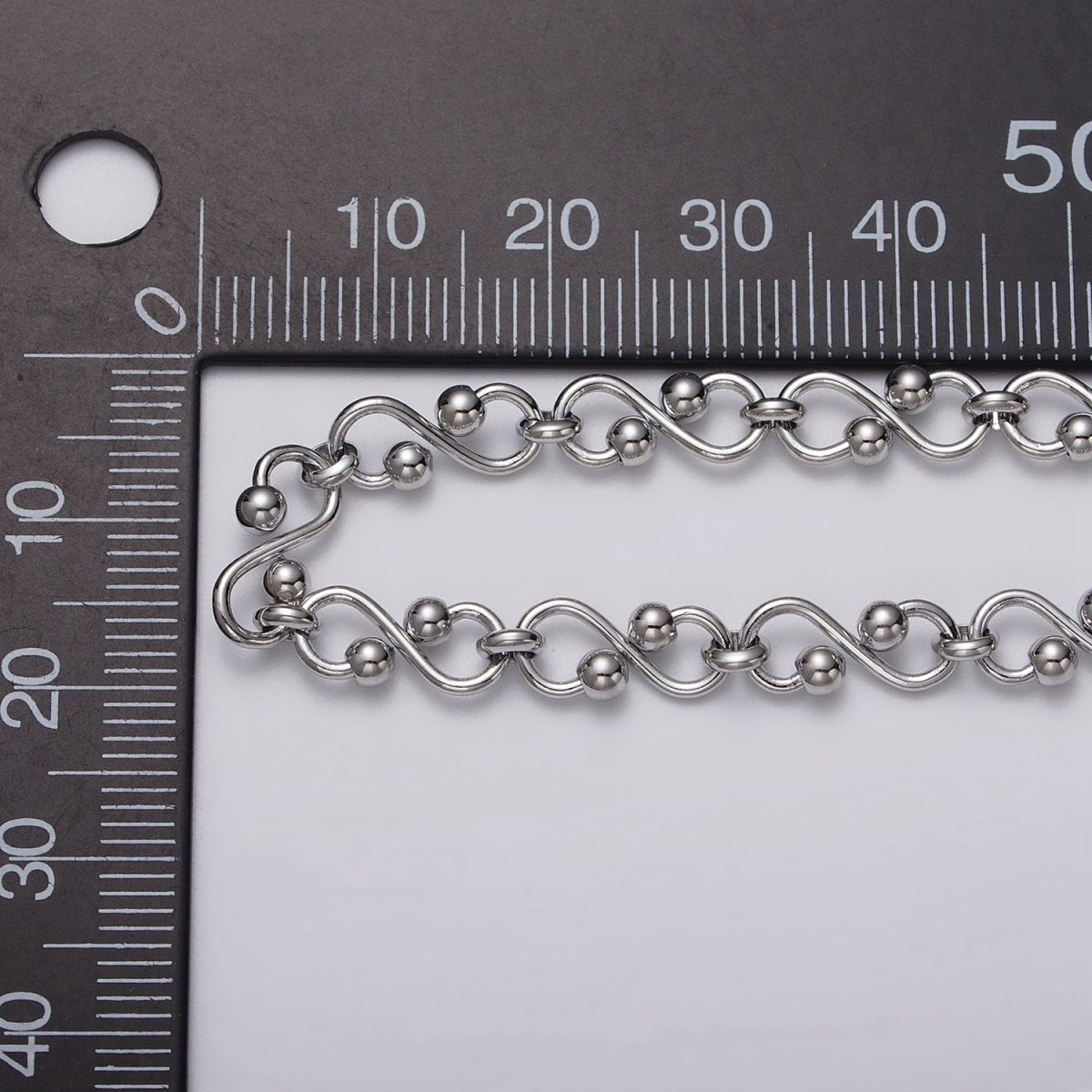 Silver Infinity Link Chain 5.3mm Unique Figure 8 Design Unfinished Chain for Jewelry Making Supply | ROLL-1197 Clearance Pricing - DLUXCA