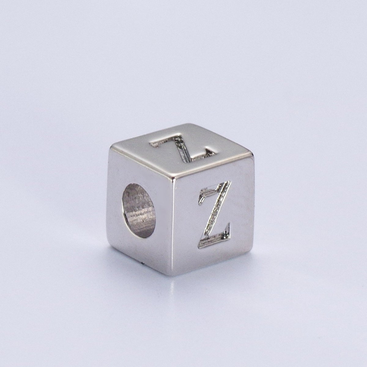 Silver Initial Letter Alphabet 6.2mm Block Beads Charm Connector For Jewelry Making Component Supply | A-1513~A-1538 - DLUXCA