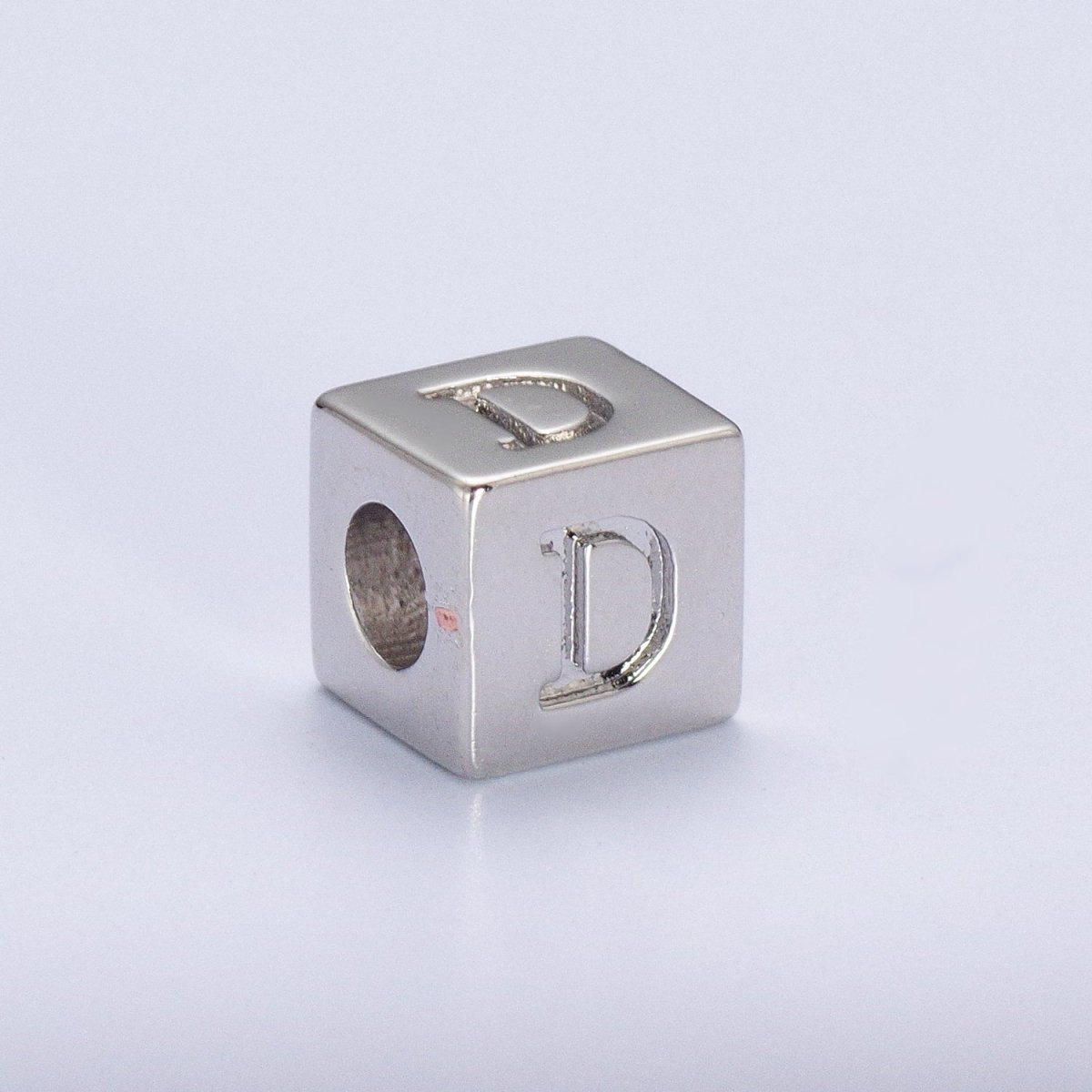 Silver Initial Letter Alphabet 6.2mm Block Beads Charm Connector For Jewelry Making Component Supply | A-1513~A-1538 - DLUXCA