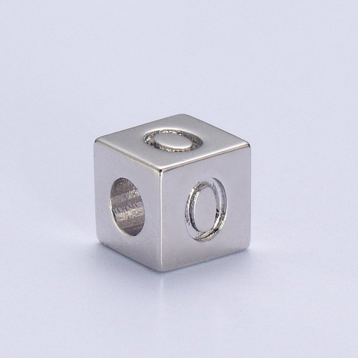 Silver Initial Letter Alphabet 6.2mm Block Beads Charm Connector For Jewelry Making Component Supply | A-1513~A-1538 - DLUXCA