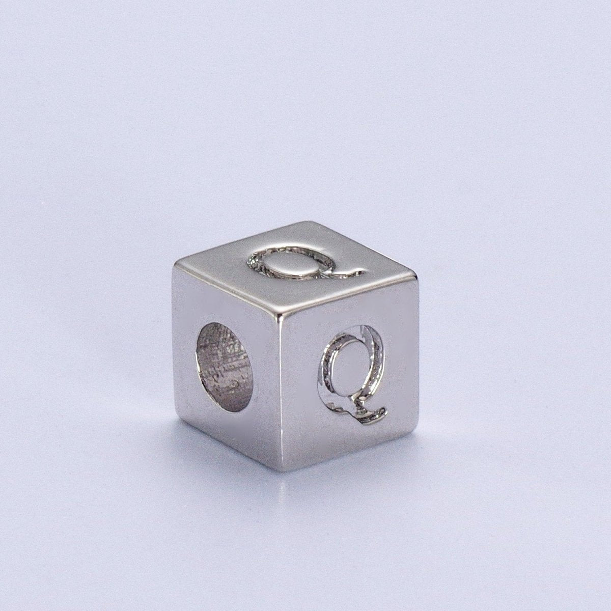 Silver Initial Letter Alphabet 6.2mm Block Beads Charm Connector For Jewelry Making Component Supply | A-1513~A-1538 - DLUXCA