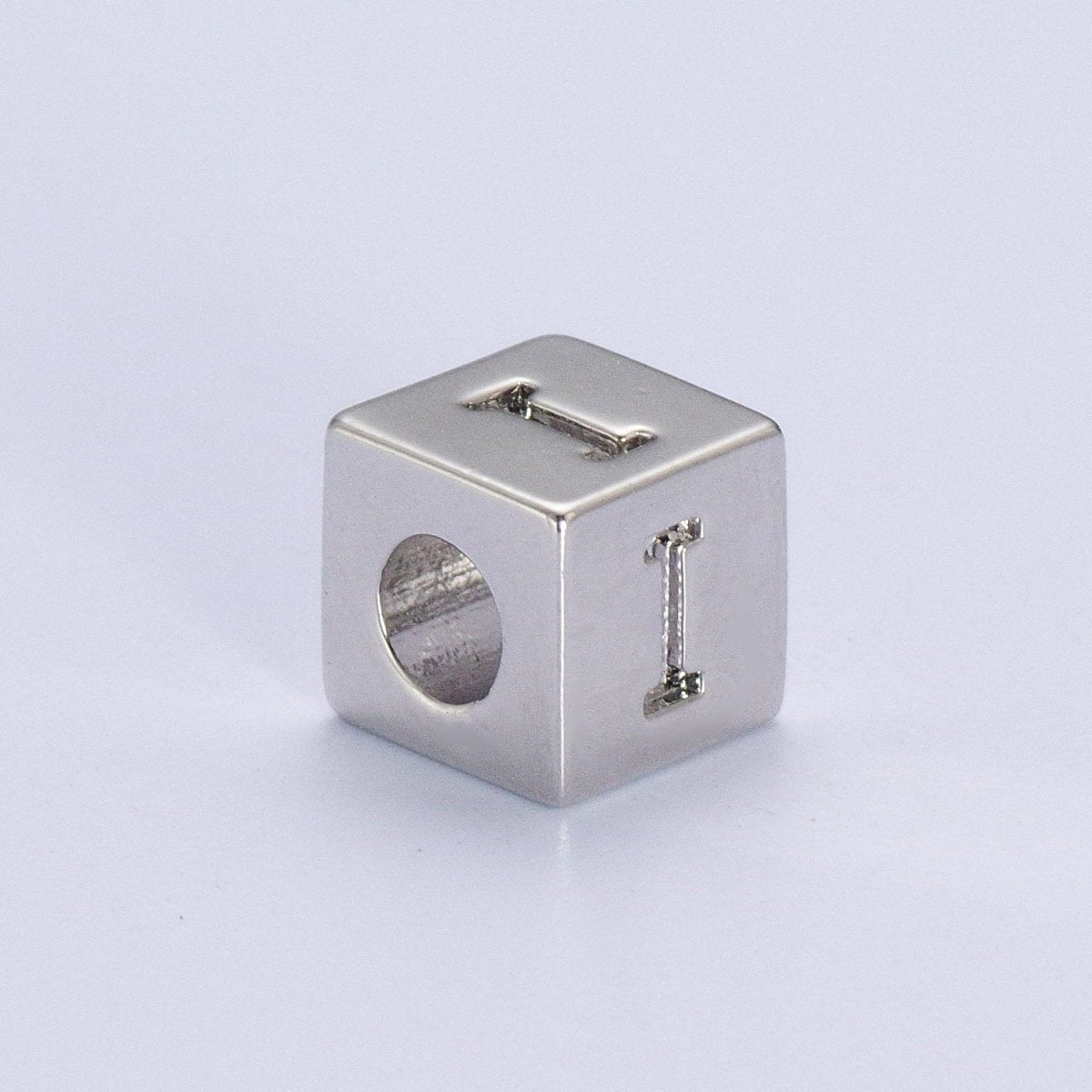 Silver Initial Letter Alphabet 6.2mm Block Beads Charm Connector For Jewelry Making Component Supply | A-1513~A-1538 - DLUXCA