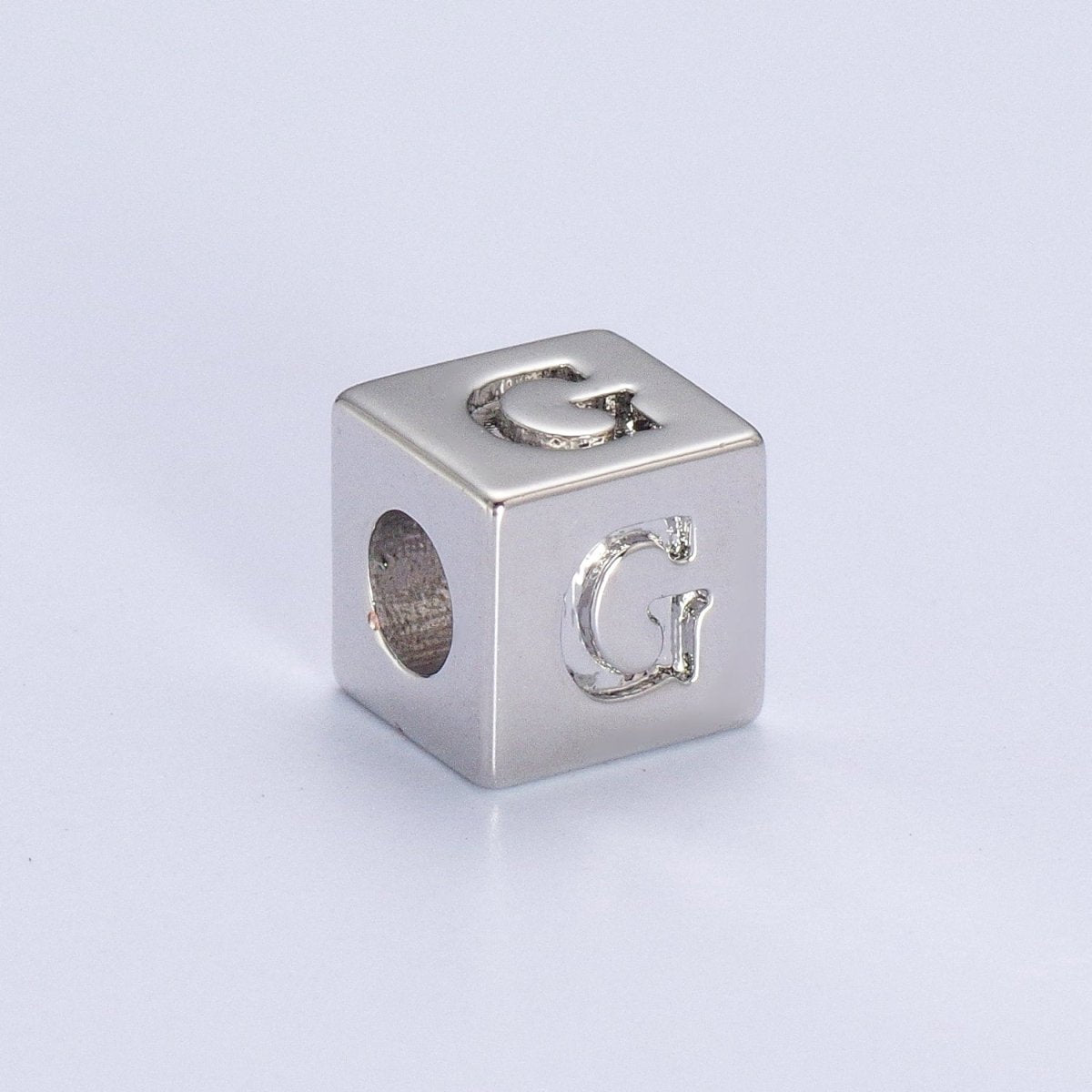 Silver Initial Letter Alphabet 6.2mm Block Beads Charm Connector For Jewelry Making Component Supply | A-1513~A-1538 - DLUXCA