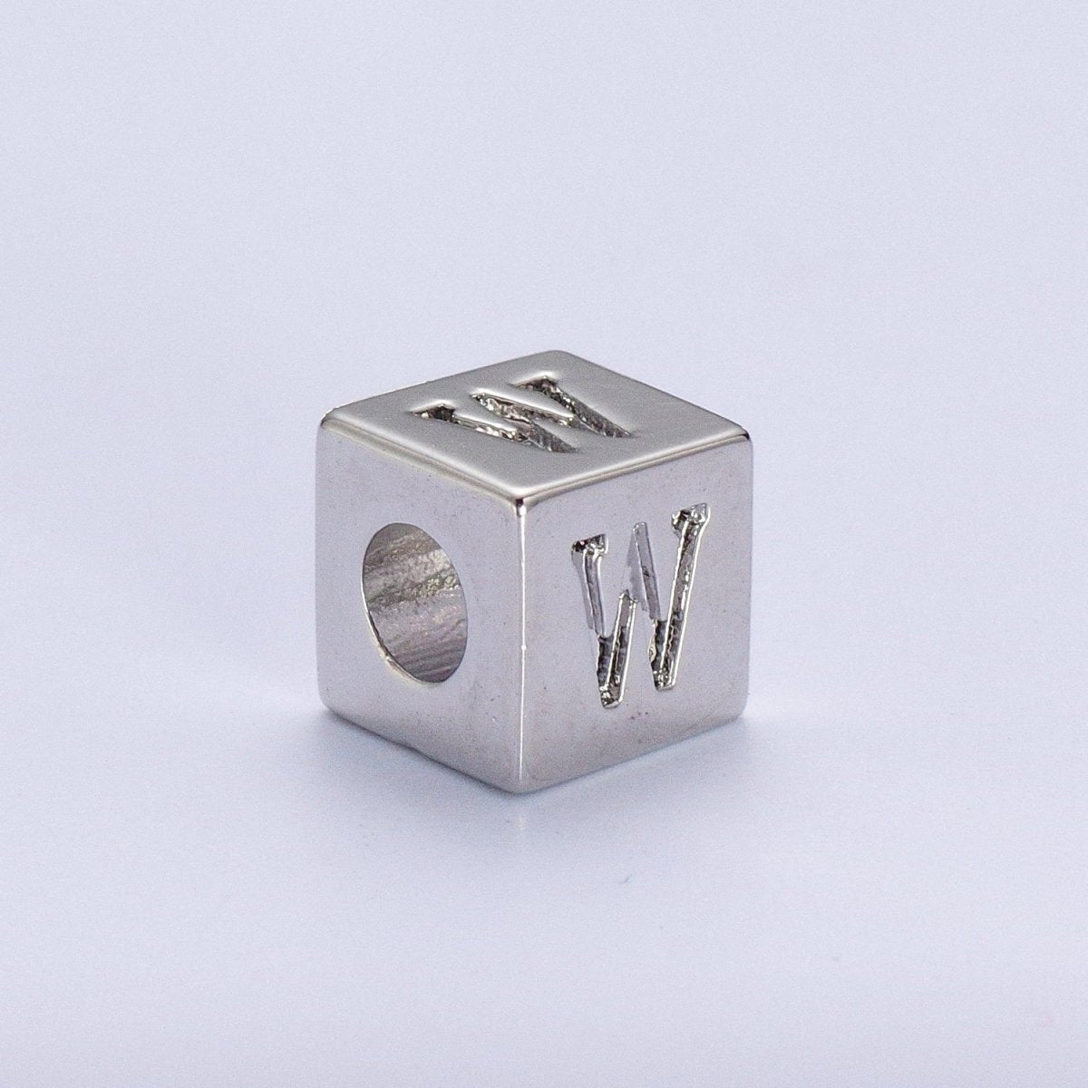 Silver Initial Letter Alphabet 6.2mm Block Beads Charm Connector For Jewelry Making Component Supply | A-1513~A-1538 - DLUXCA