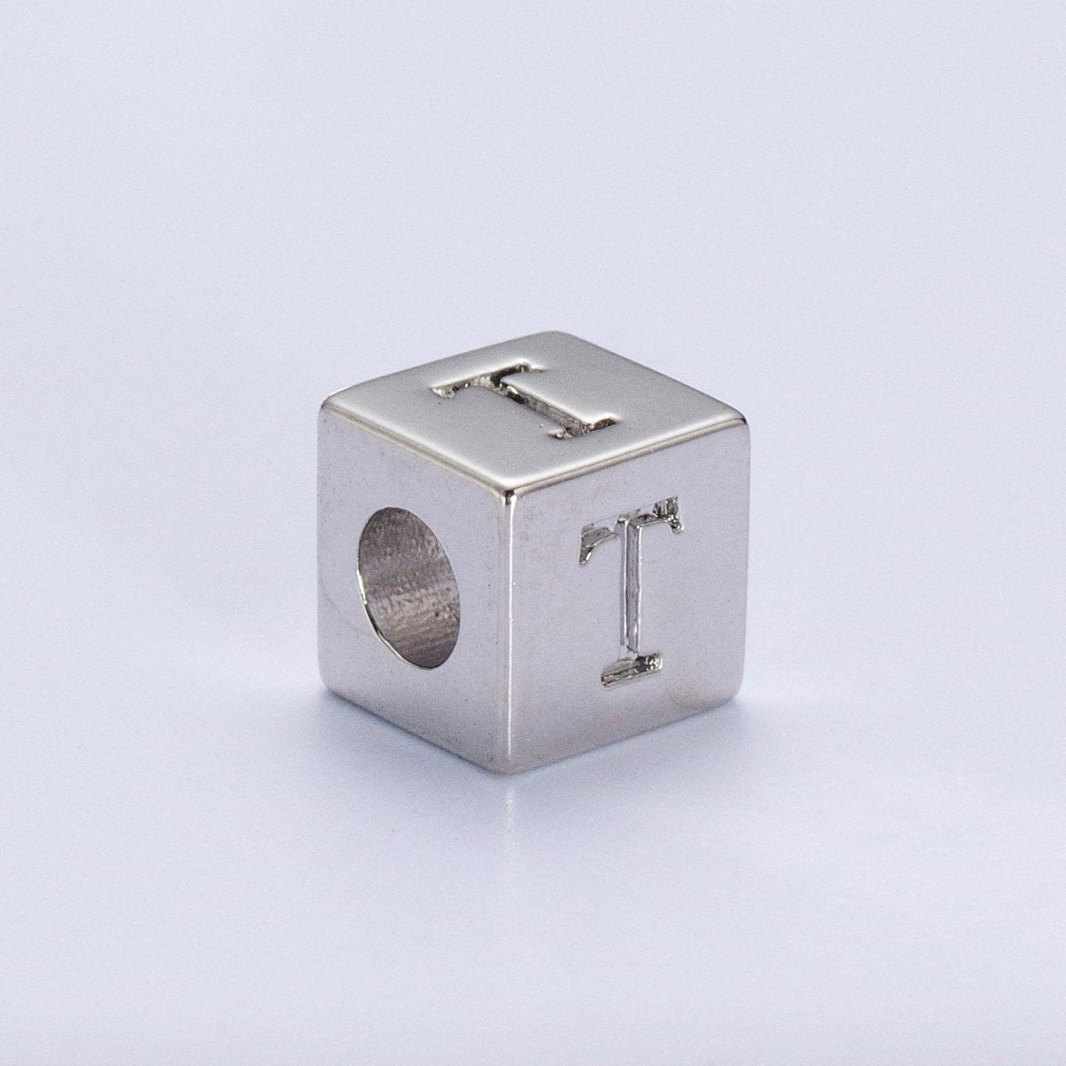 Silver Initial Letter Alphabet 6.2mm Block Beads Charm Connector For Jewelry Making Component Supply | A-1513~A-1538 - DLUXCA