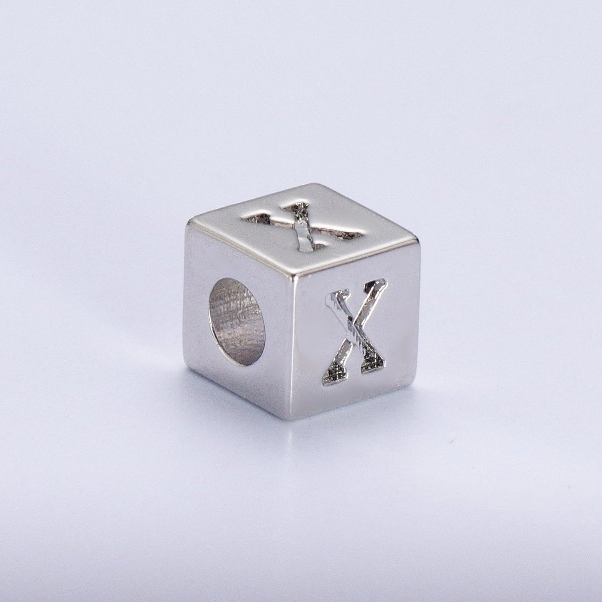 Silver Initial Letter Alphabet 6.2mm Block Beads Charm Connector For Jewelry Making Component Supply | A-1513~A-1538 - DLUXCA