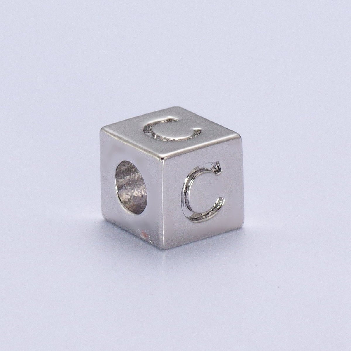 Silver Initial Letter Alphabet 6.2mm Block Beads Charm Connector For Jewelry Making Component Supply | A-1513~A-1538 - DLUXCA