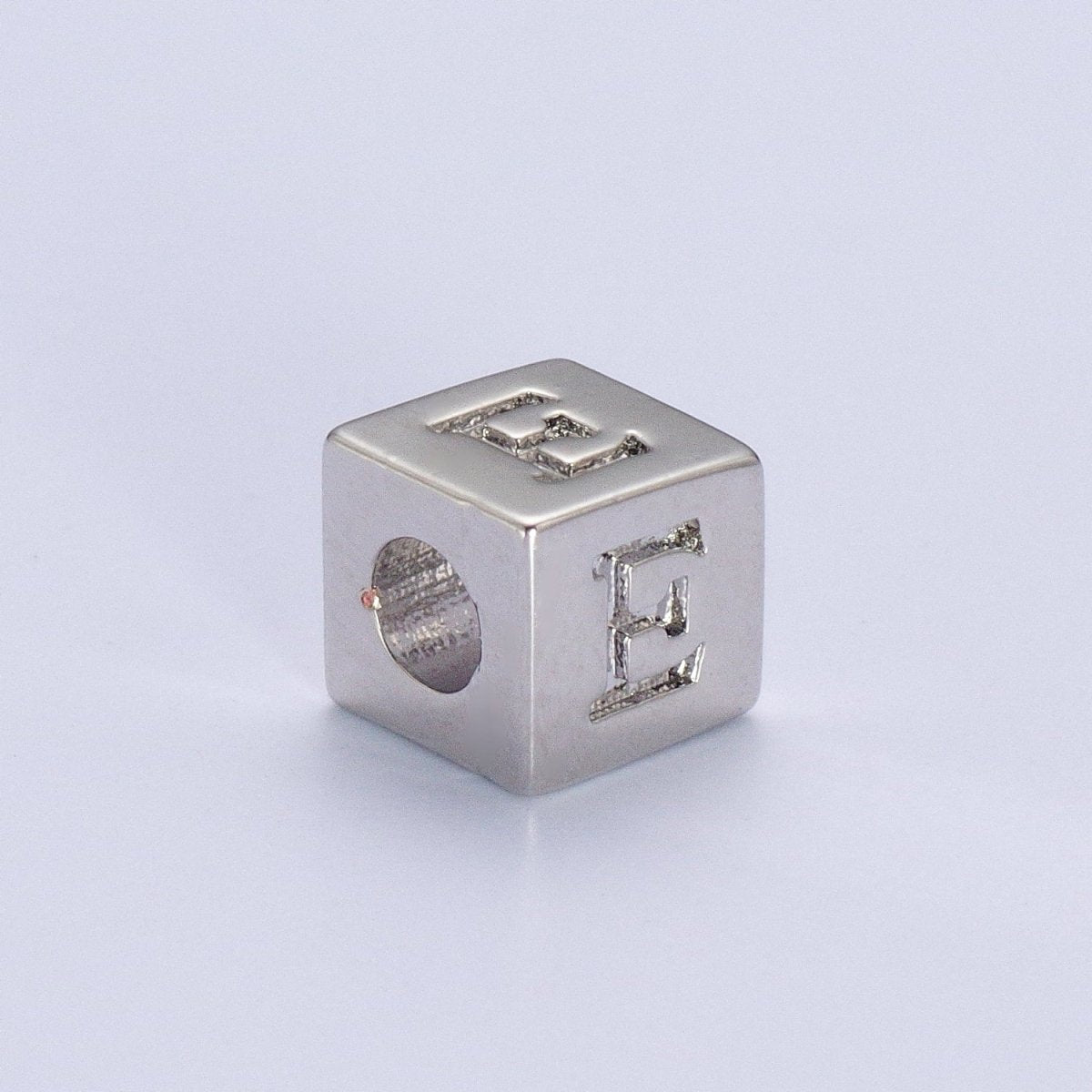 Silver Initial Letter Alphabet 6.2mm Block Beads Charm Connector For Jewelry Making Component Supply | A-1513~A-1538 - DLUXCA