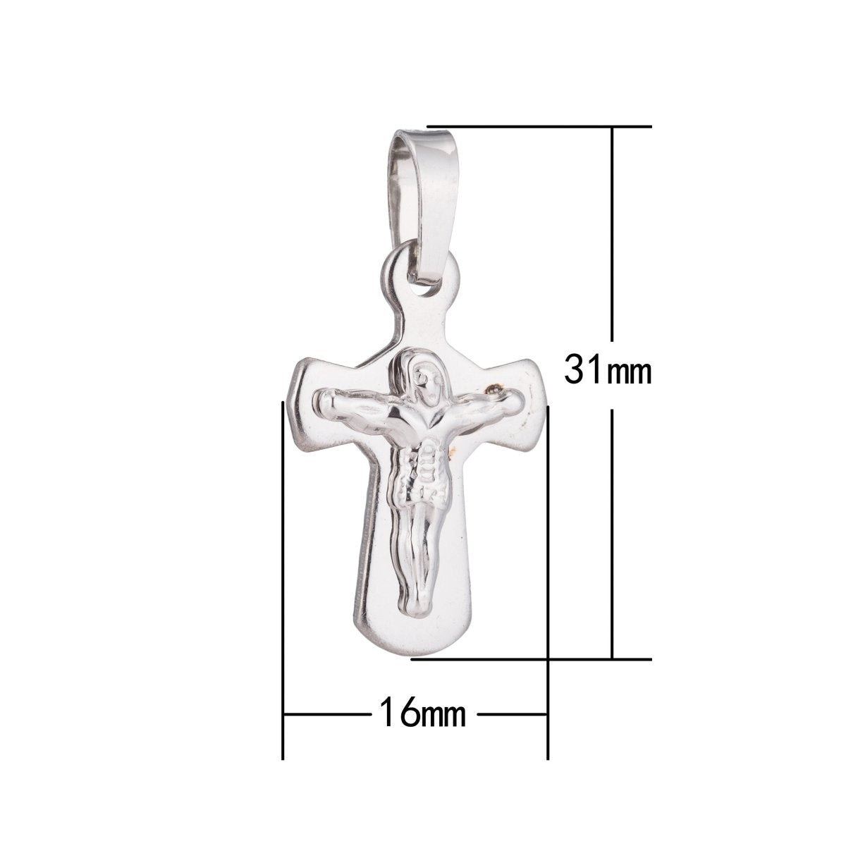 Silver Jesus on the Cross, Holy Divine Heaven Church Family Spiritual Girl Necklace Pendant Charm Bead Bails Findings for Jewelry Making J-453 - DLUXCA