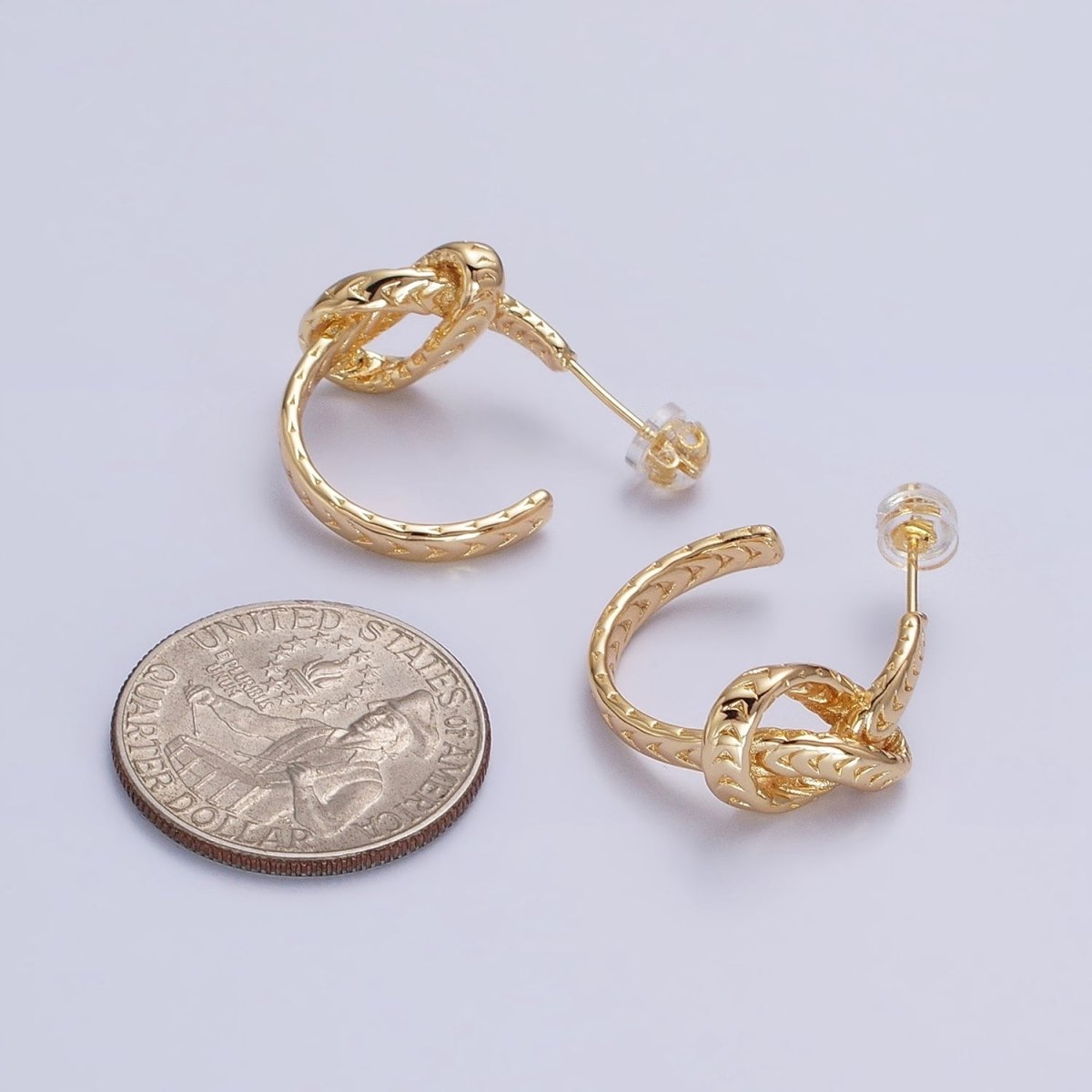 Silver Knot Hoop Earrings • Gold Tie The Knot Hoops • Love Knot Hoops AB604 AB605 - DLUXCA