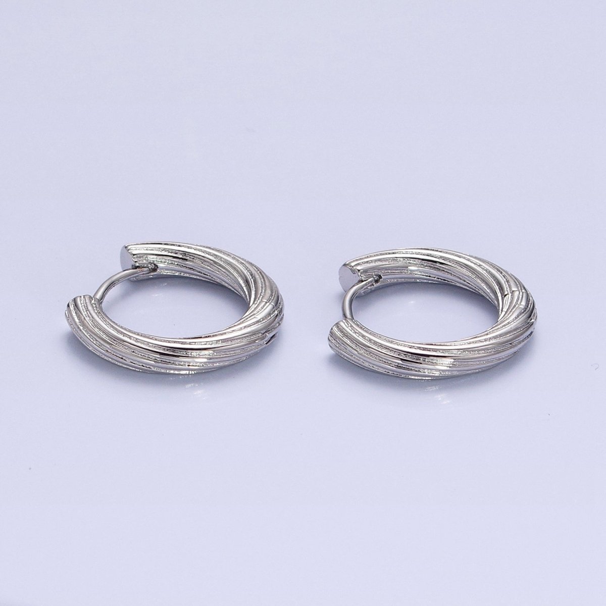 Silver Line-Textured Twisted 17mm Endless Hoop Earrings | AB820 - DLUXCA