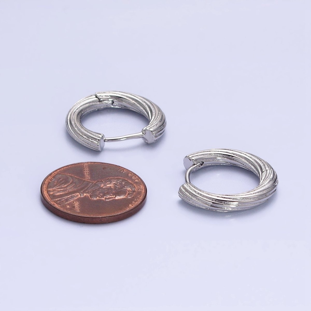 Silver Line-Textured Twisted 17mm Endless Hoop Earrings | AB820 - DLUXCA