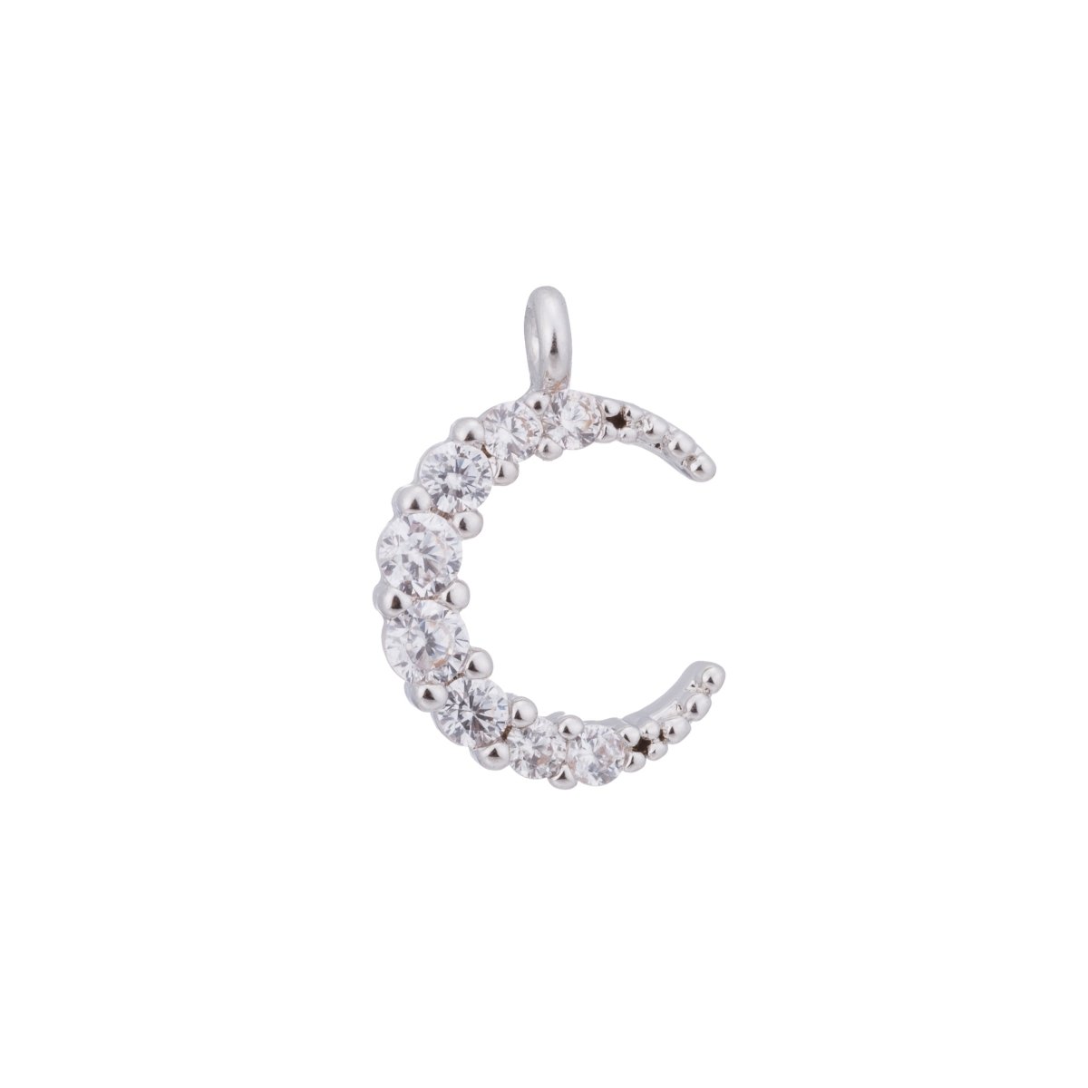 Silver Moon Beam, Moonlight, Crescent, Wish, Dream Celestial DIY Cubic Zirconia Bracelet Charm Bead Findings Pendant For Jewelry Making - DLUXCA