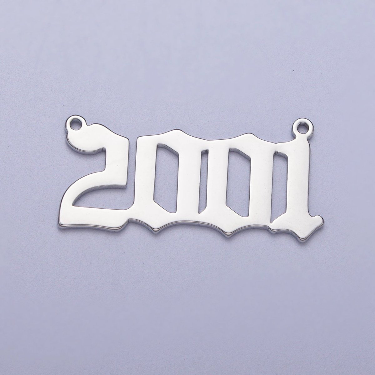 Silver Old English Year Charm Connector Birth Year Number Birthday Year Number Necklace for Personalized Jewelry | Y-678 ~ Y-689 - DLUXCA
