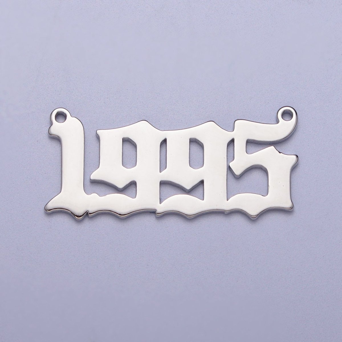 Silver Old English Year Charm Connector Birth Year Number