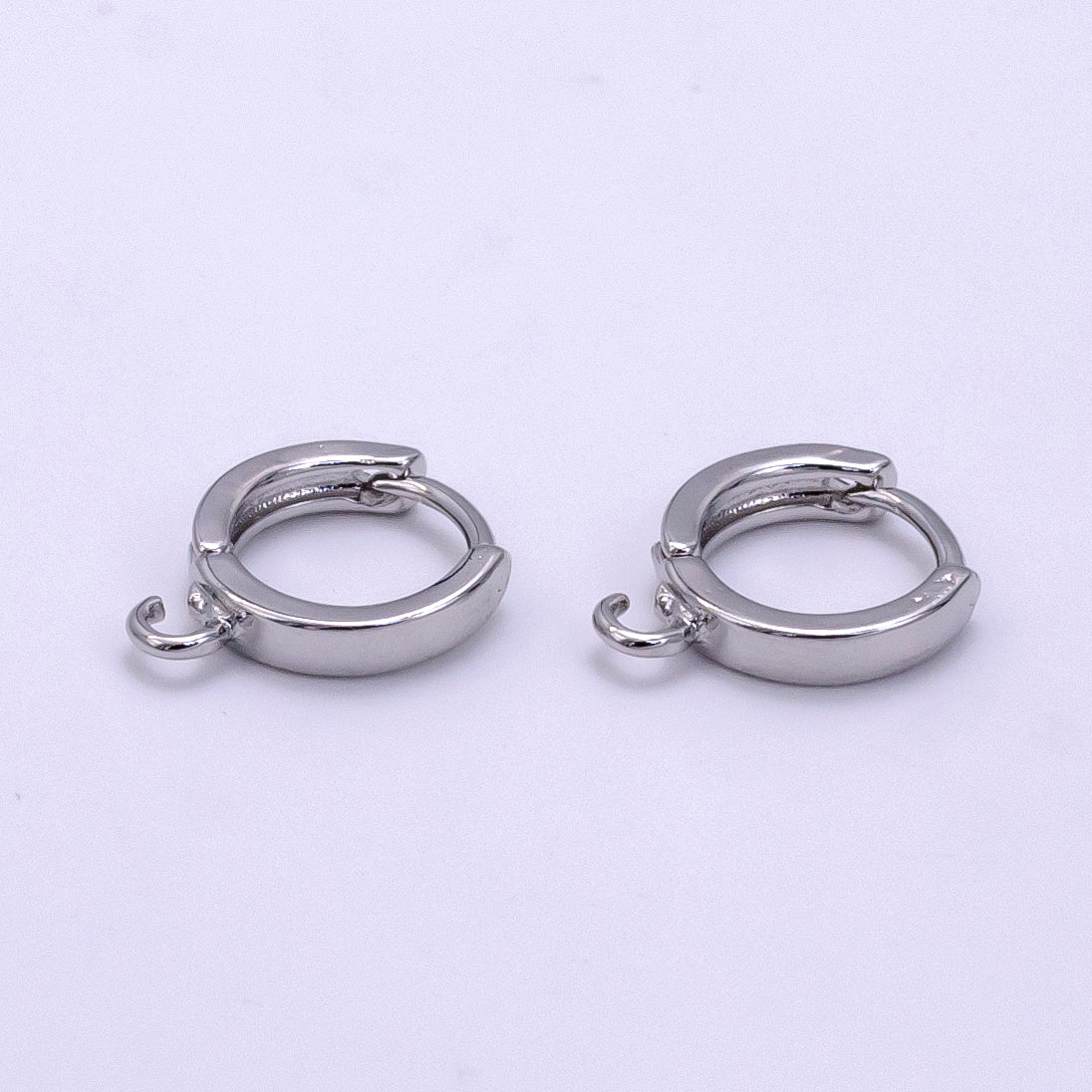 Silver one touch Huggie Earring w/ open link, Lead Nickel free Lever back earring making Component Hoop K-056 - DLUXCA