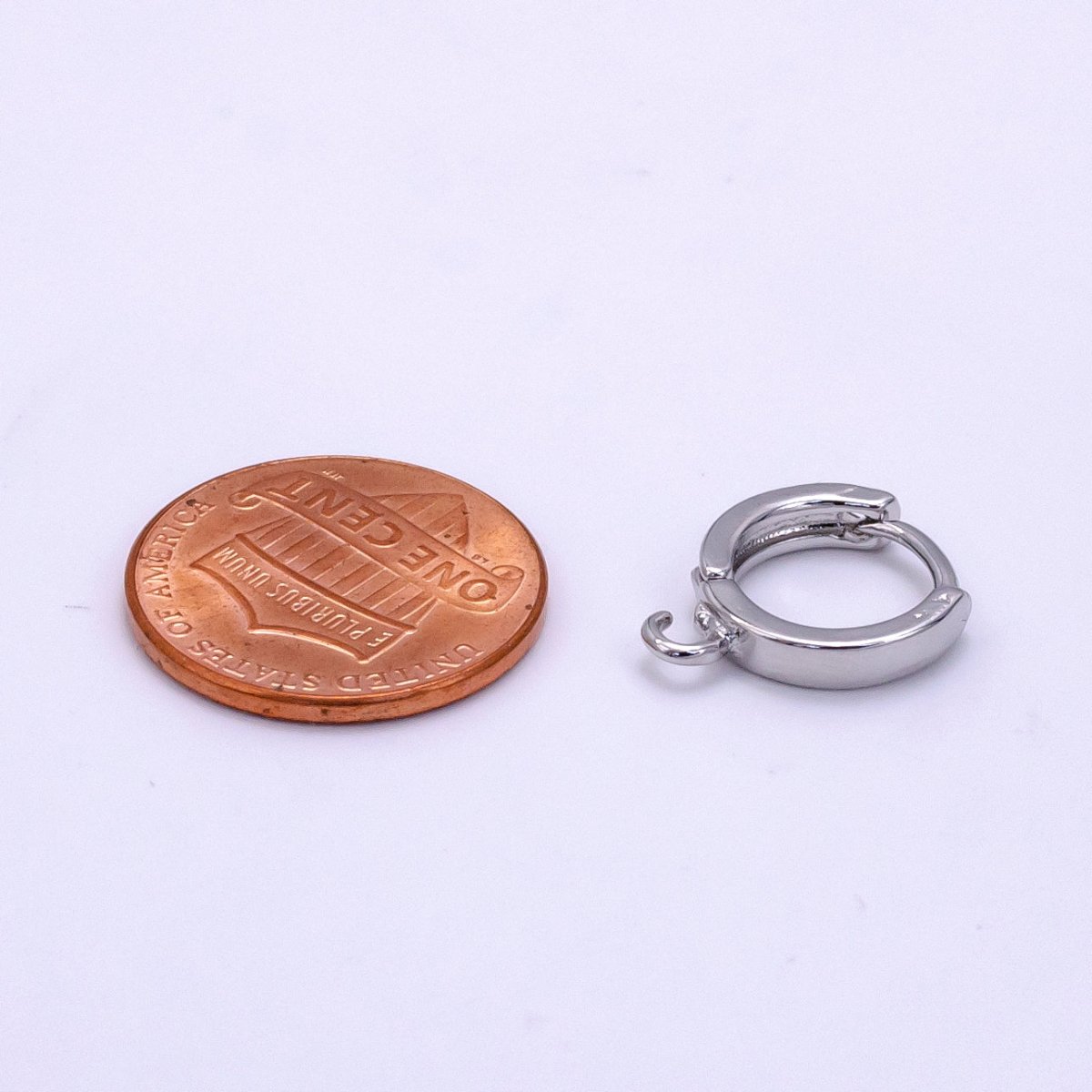 Silver one touch Huggie Earring w/ open link, Lead Nickel free Lever back earring making Component Hoop K-056 - DLUXCA