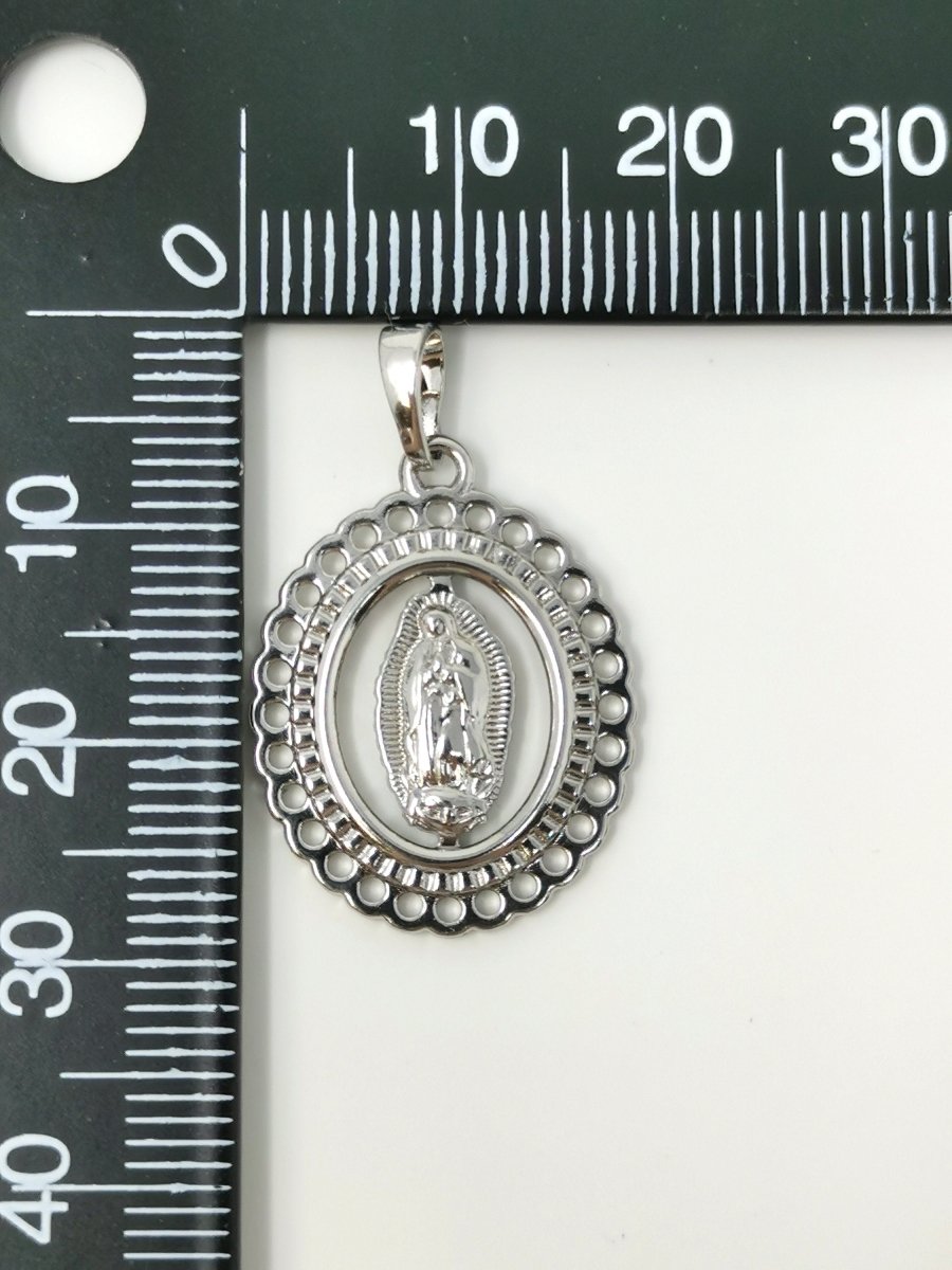 Silver Our Lady of Guadalupe Medal, Our Lady Guadalupe Necklace Pendant Virgin Guadalupe Pendant, Virgin Mary "Ave Maria - Hail Mary" I-366 - DLUXCA