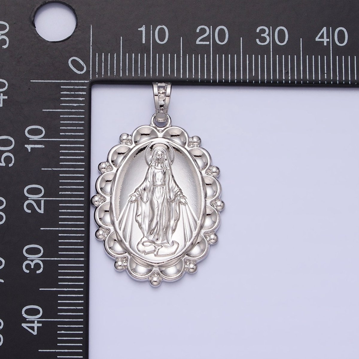 Silver Oval Miraculous Lady Pendant Catholic Virgin Mary Charm Religious Jewelry Making AA240 - DLUXCA