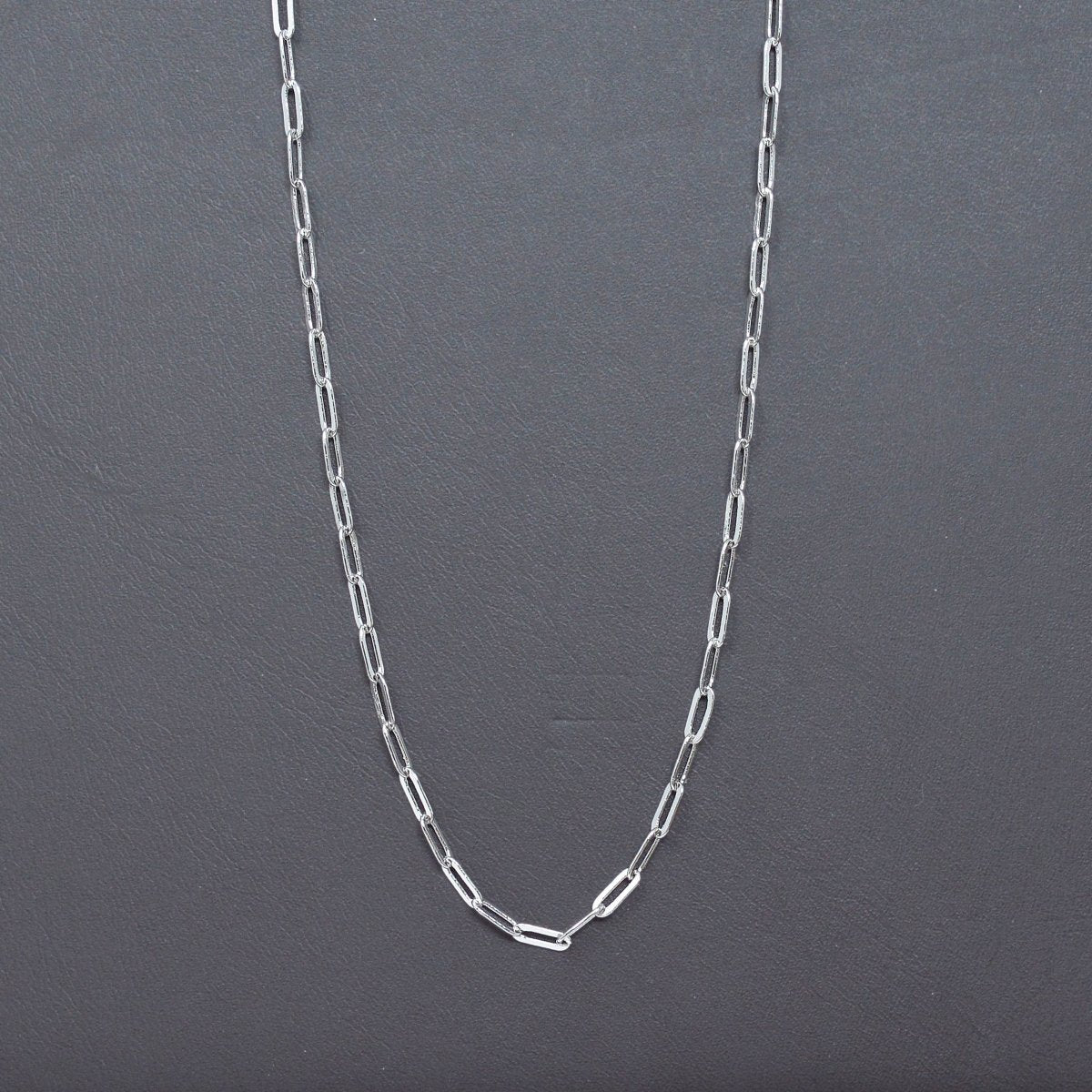 Silver PaperClip Chain Necklace Dainty Thin Oval Link Chain 18 inch Necklace Silver Jewelry for Layer Necklace | CN-1009 Clearance Pricing - DLUXCA