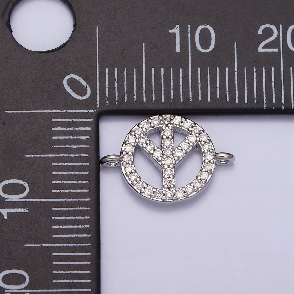 Silver Peace Symbol Sign Micro Paved CZ Open Connector | AA1088 - DLUXCA