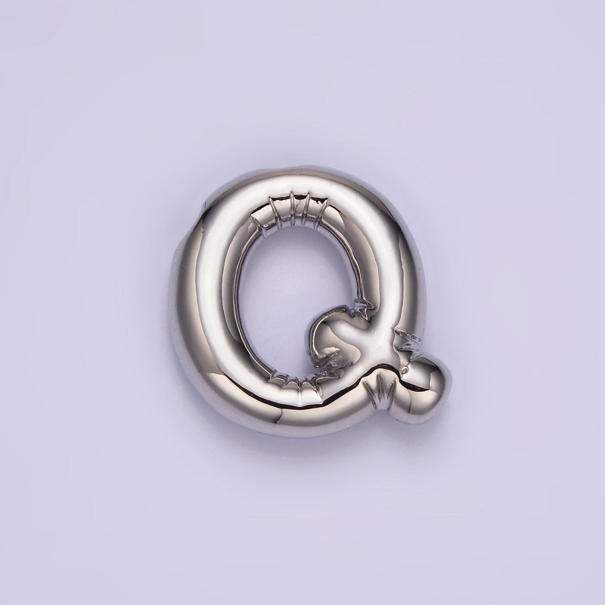Silver Plated 20mm Chubby Balloon Initial Letter Personalized Pendant | A1080 - A1092 - DLUXCA