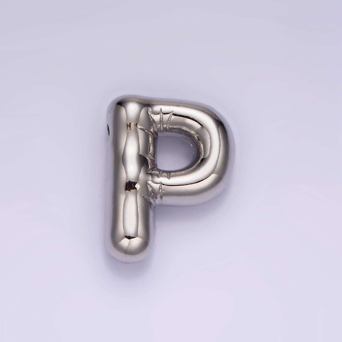 Silver Plated 20mm Chubby Balloon Initial Letter Personalized Pendant | A1080 - A1092 - DLUXCA