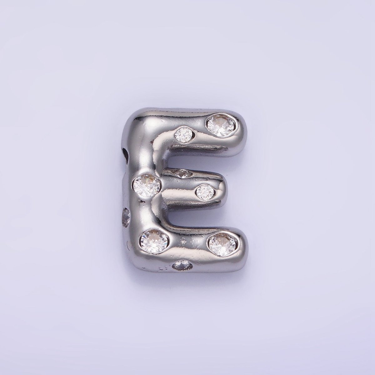 Silver Plated 20mm Clear CZ Chubby Initial Letter Pendant | A1370 - A1382 - DLUXCA