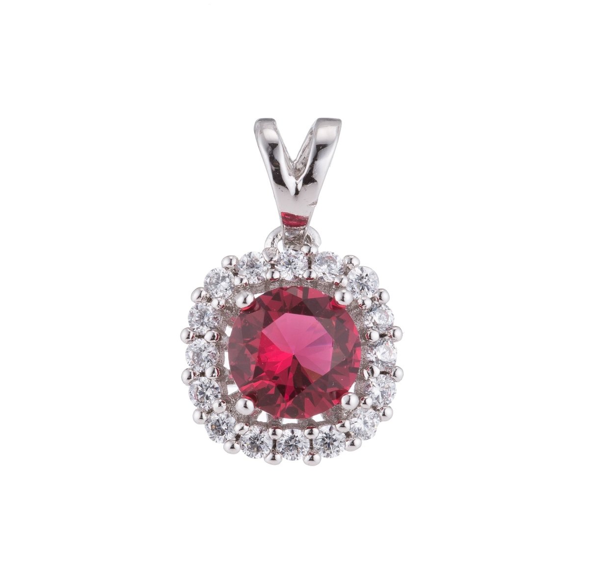 Silver Ruby Red Crystal, Diamond, Wife, Mom, Romantic Fiery Cubic Zirconia Necklace Pendant Charm Bead Bails Findings for Jewelry Making H-098 - DLUXCA