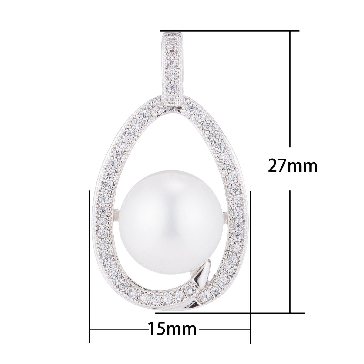 Silver Shell Pearl Pendant, Dangle, Women, Ladies, Gift DIY Cubic Zirconia Necklace Pendant Charm Bead Bails Findings for Jewelry Making H-157 - DLUXCA