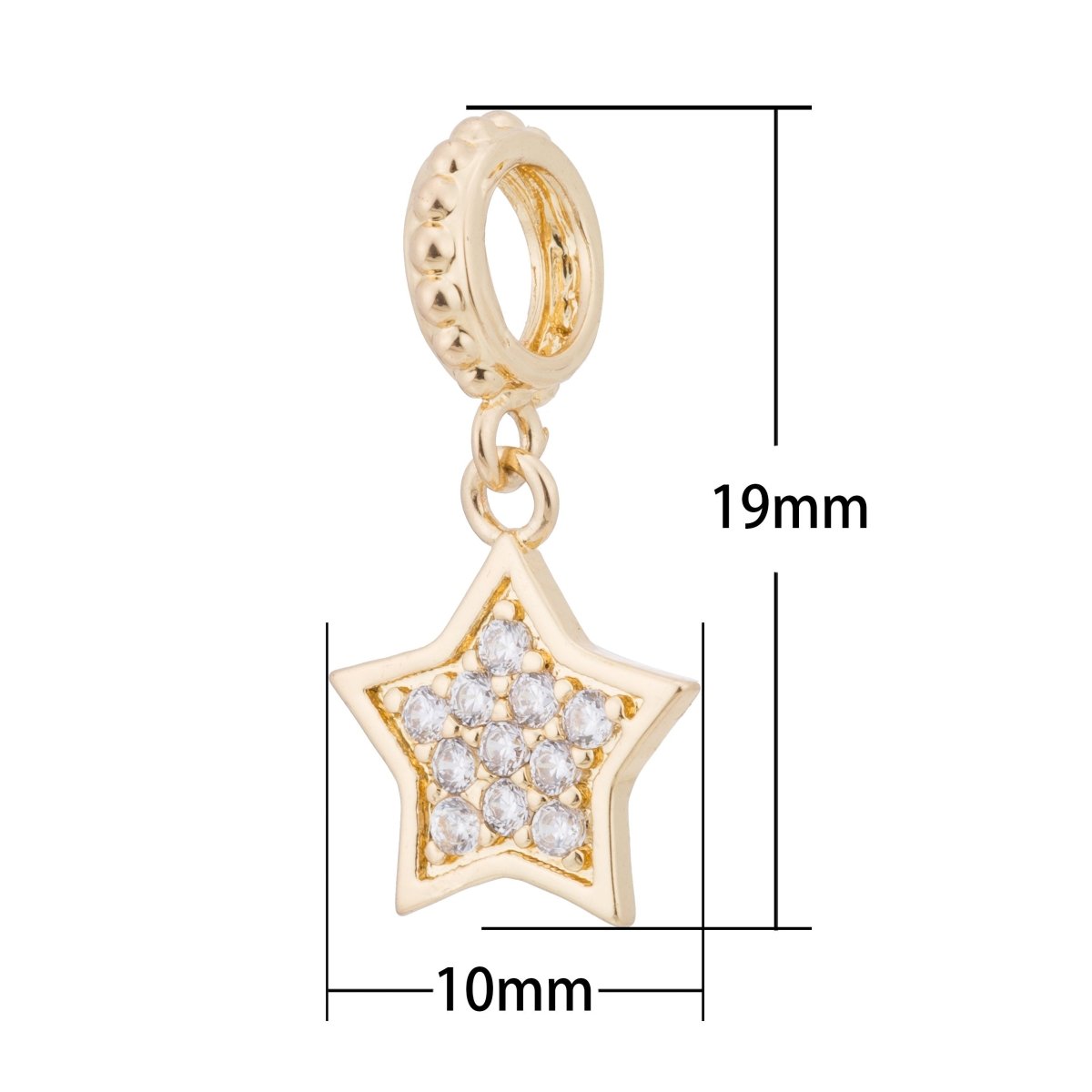 Silver Shiny Star Bright Starburst Wish Twinkle Celestial Cubic Zirconia Bracelet Charm Bead Finding Pendant For Jewelry Making - DLUXCA