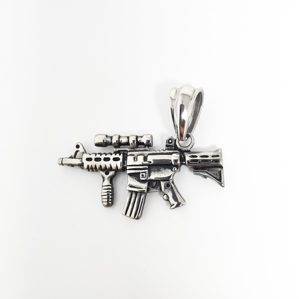 Silver SMG Rifle charm, Rifle Charms, Gaming Charms, Necklace Charm, For Charm Bracelets, Charm for Gamers J-786 - DLUXCA