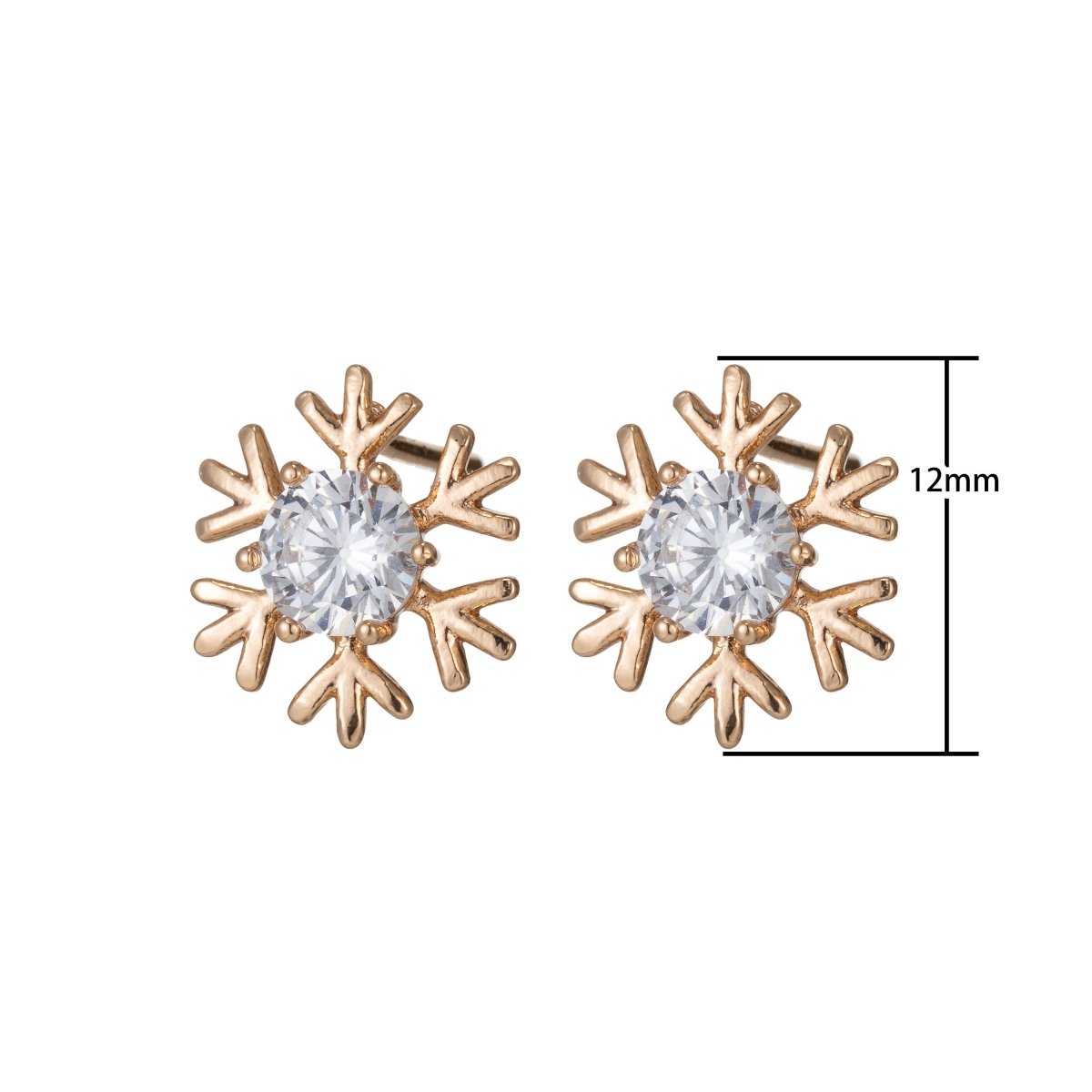 Silver Snowflake Earrings dangle, Gold Snow Earrings, Cubic Stud Earrings, Micro Pave Earrings Snow flake Jewelry Q-081 Q-082 - DLUXCA