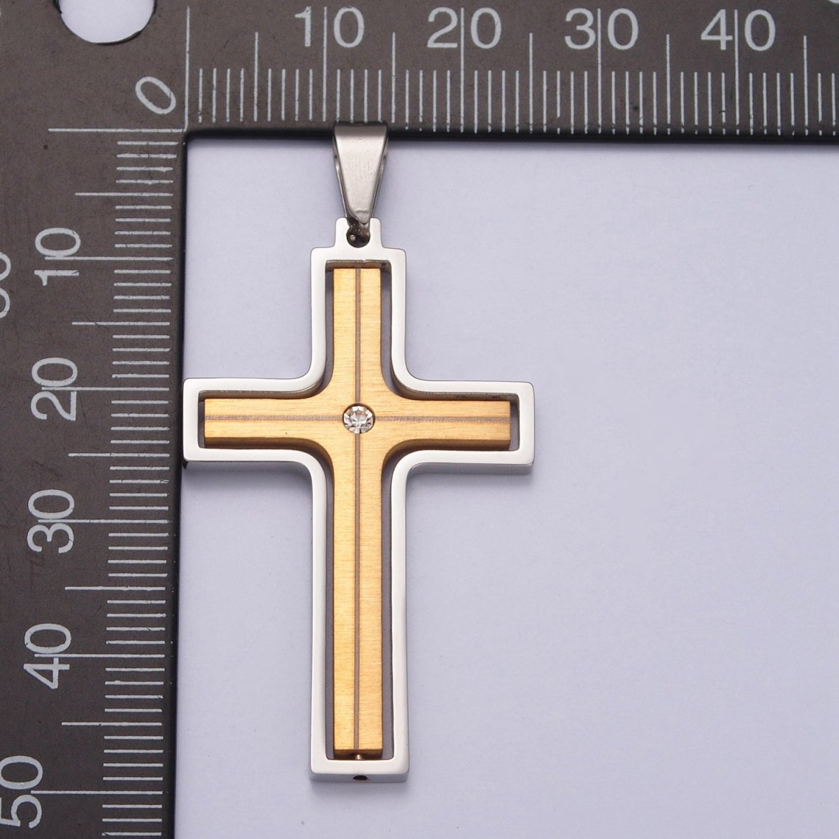 Silver Spinner Cross Pendant Stainless Steel Cross Charm for Necklace X-637 - DLUXCA