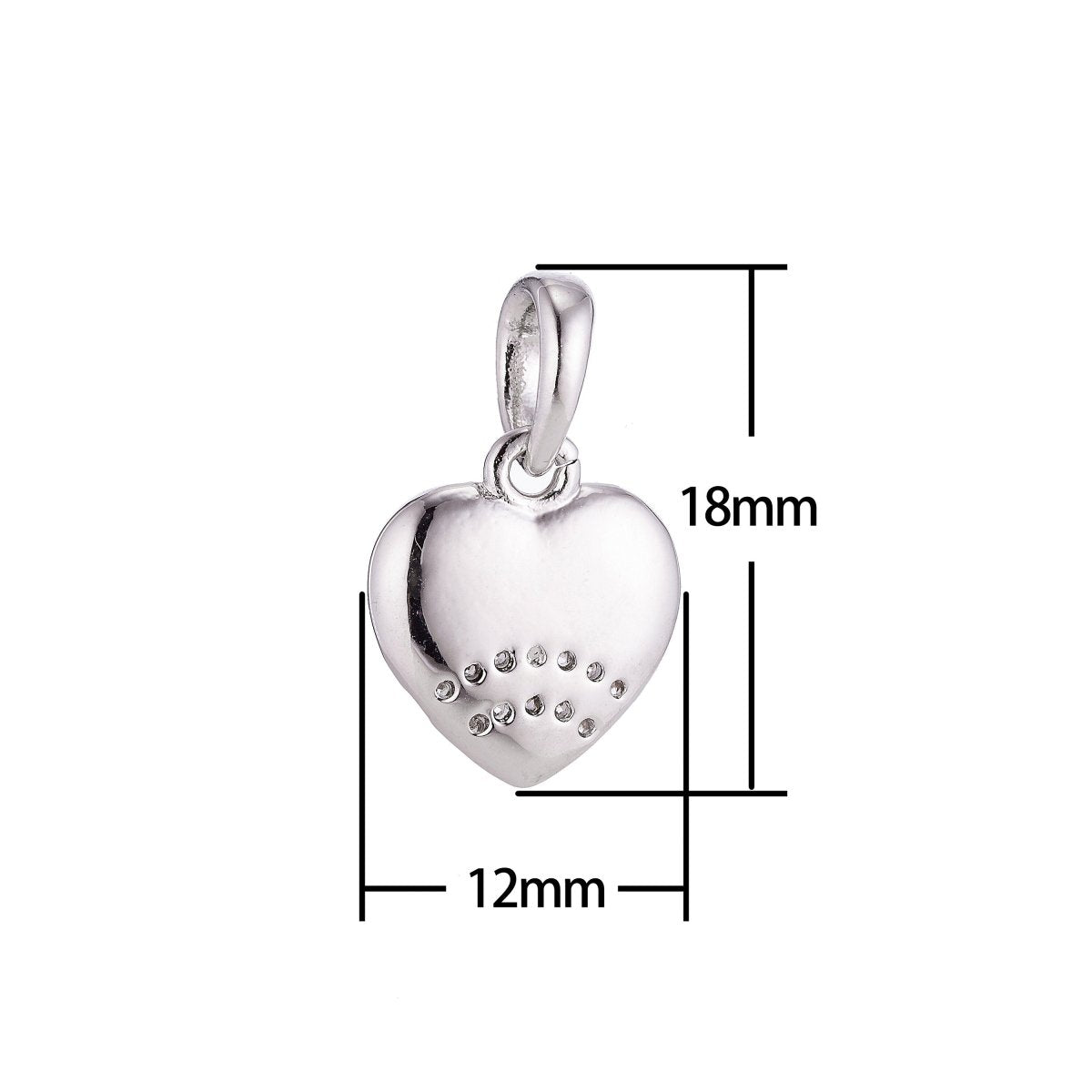 Silver Stainless Steel Cubic Zirconia SImple Lovely Love Heart Charm Pendant Bails Findings for Earring Necklace Jewelry Making Supplies J-401 - DLUXCA