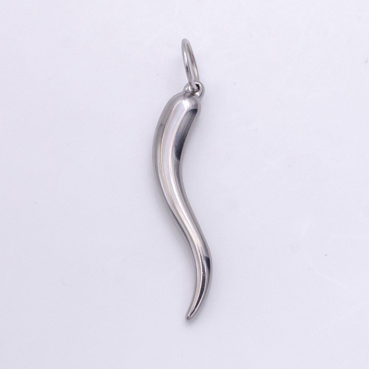 Silver Stainless Steel Italian Horn Charm Cornicello cornetto Good Luck Protection Amulet Pendant for Necklace Jewelry Making Supplies E-659 E-660 J-661 - DLUXCA