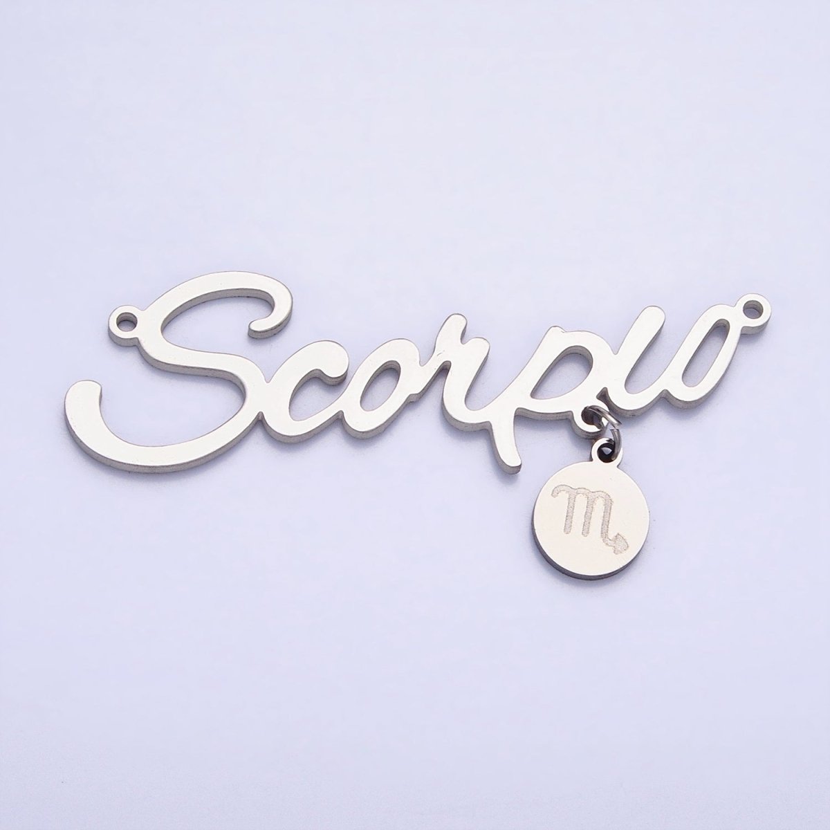 Silver Stainless Steel Zodiac Astrology Cursive Font Mini Symbol Connector Personalized Jewelry Making | AD066 - AD076 - DLUXCA