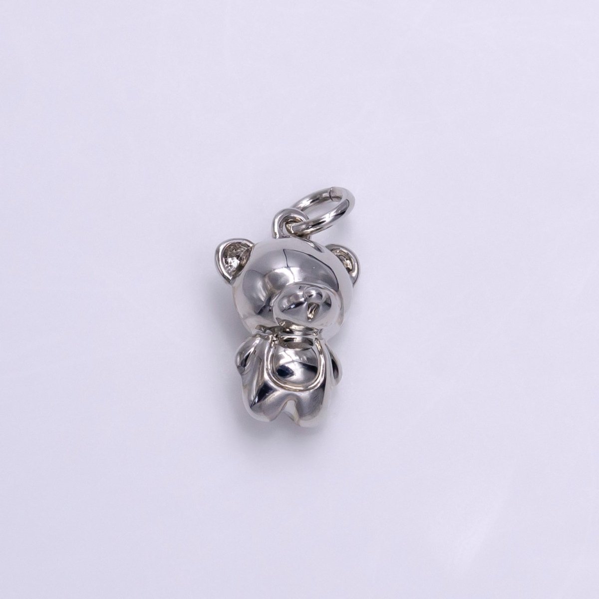 Silver Standing Smiling Teddy Bear Animal Mini Add-On Charm | AC1455 - DLUXCA