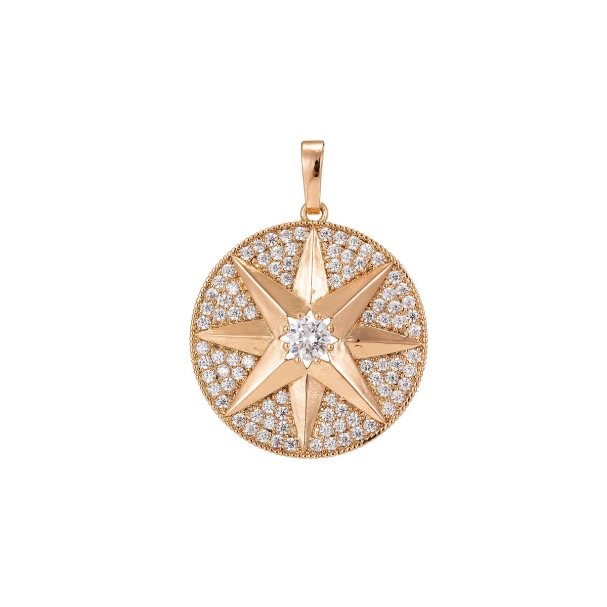 Silver Star Pendant Eight-pointed star Medallion Charm Gold Filled Star Micro Pave Star Pendant Cubic Starburst Charm Celestial Jewelry I-216 I-218 - DLUXCA