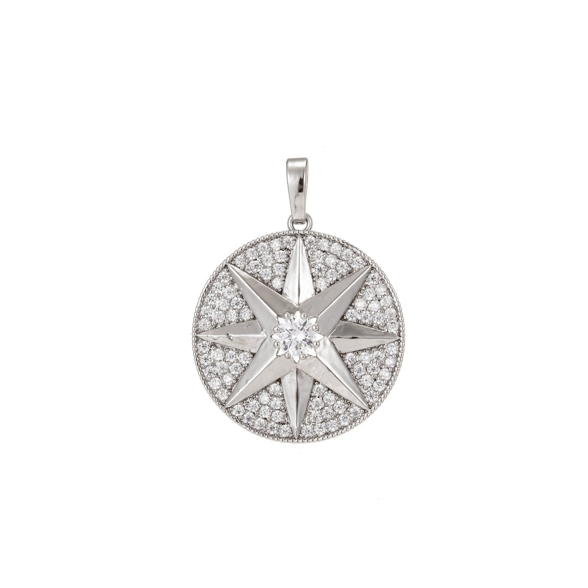 Silver Star Pendant Eight-pointed star Medallion Charm Gold Filled Star Micro Pave Star Pendant Cubic Starburst Charm Celestial Jewelry I-216 I-218 - DLUXCA