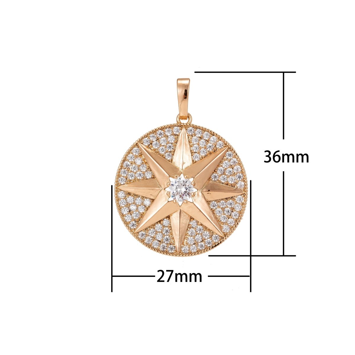Silver Star Pendant Eight-pointed star Medallion Charm Gold Filled Star Micro Pave Star Pendant Cubic Starburst Charm Celestial Jewelry I-216 I-218 - DLUXCA