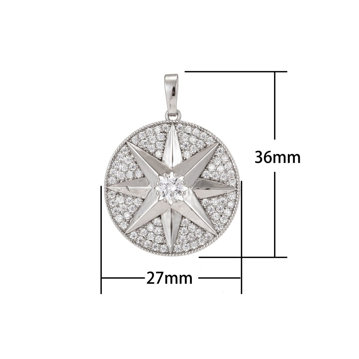 Silver Star Pendant Eight-pointed star Medallion Charm Gold Filled Star Micro Pave Star Pendant Cubic Starburst Charm Celestial Jewelry I-216 I-218 - DLUXCA